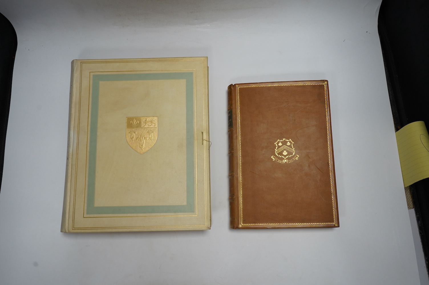 Gray, Thomas - Poems, with 4 black and white plates, contemporary gilt-decorated calf bound by Spottiswoode & Co. Ltd, a college prize book, title and portrait frontis badly spotted, Eton College Press, 1902 and Ainger,